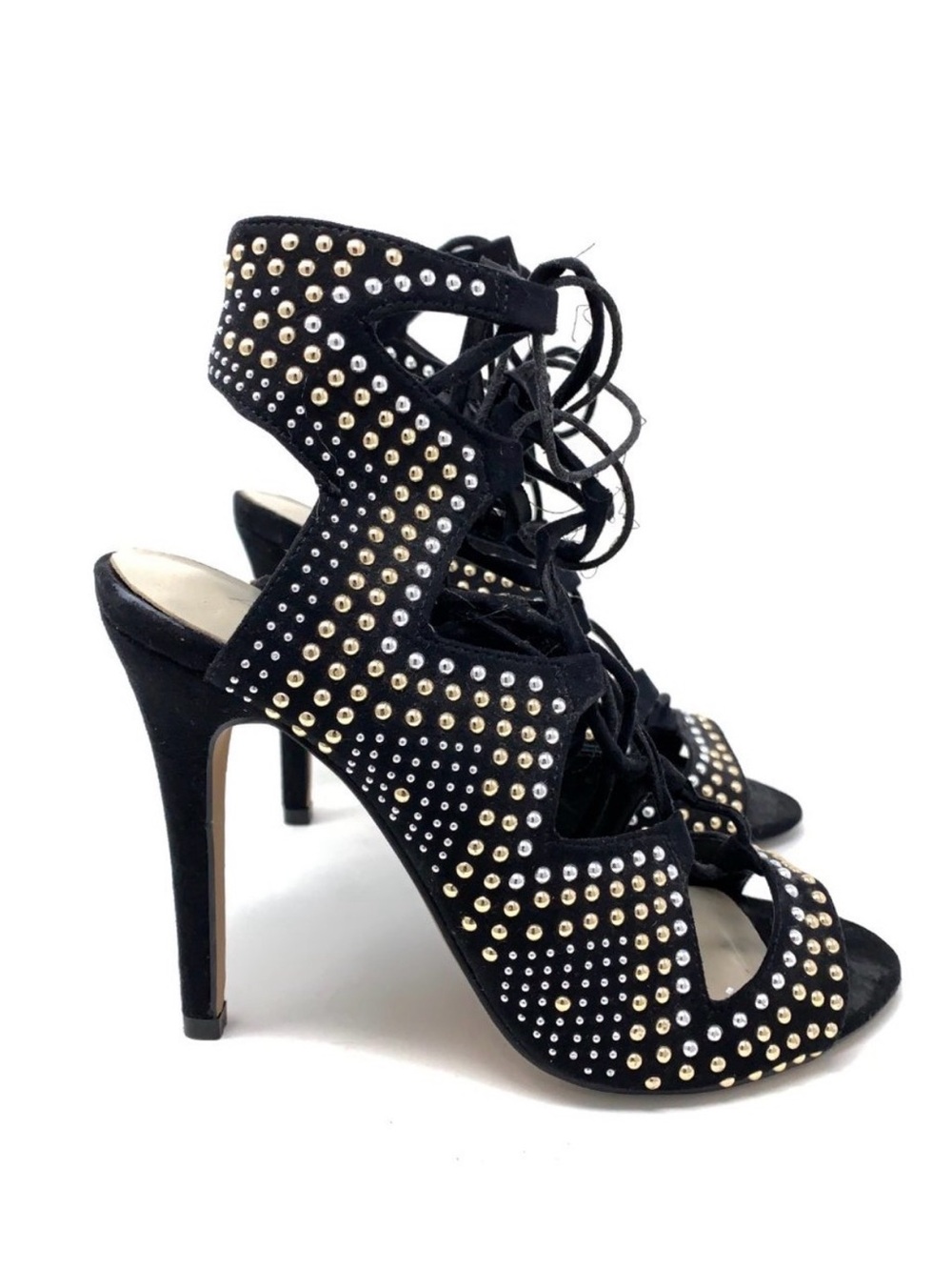 ALDO Black Studded Lace-Up High Heel Sandals